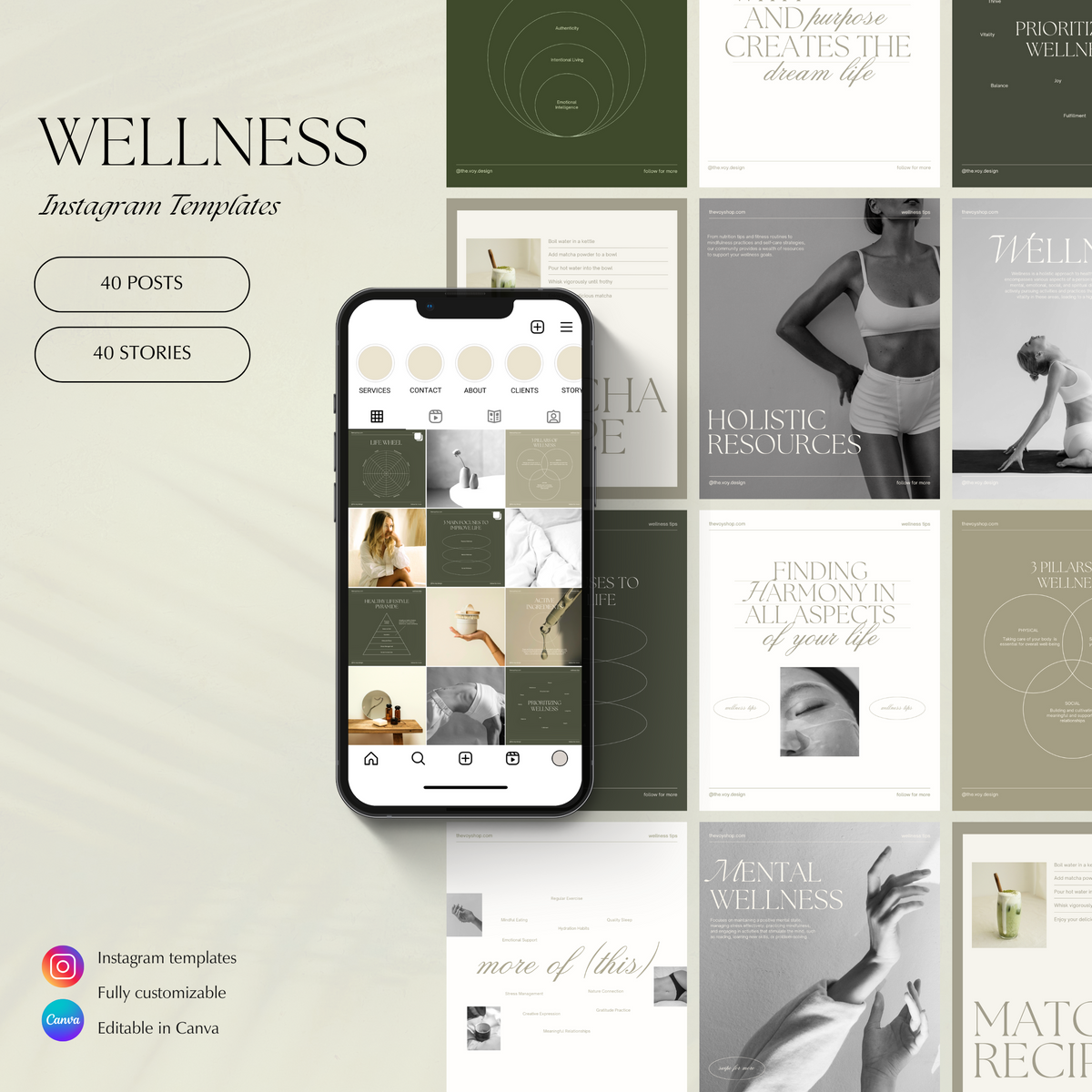 Wellness Instagram Canva Templates – The Voy Shop